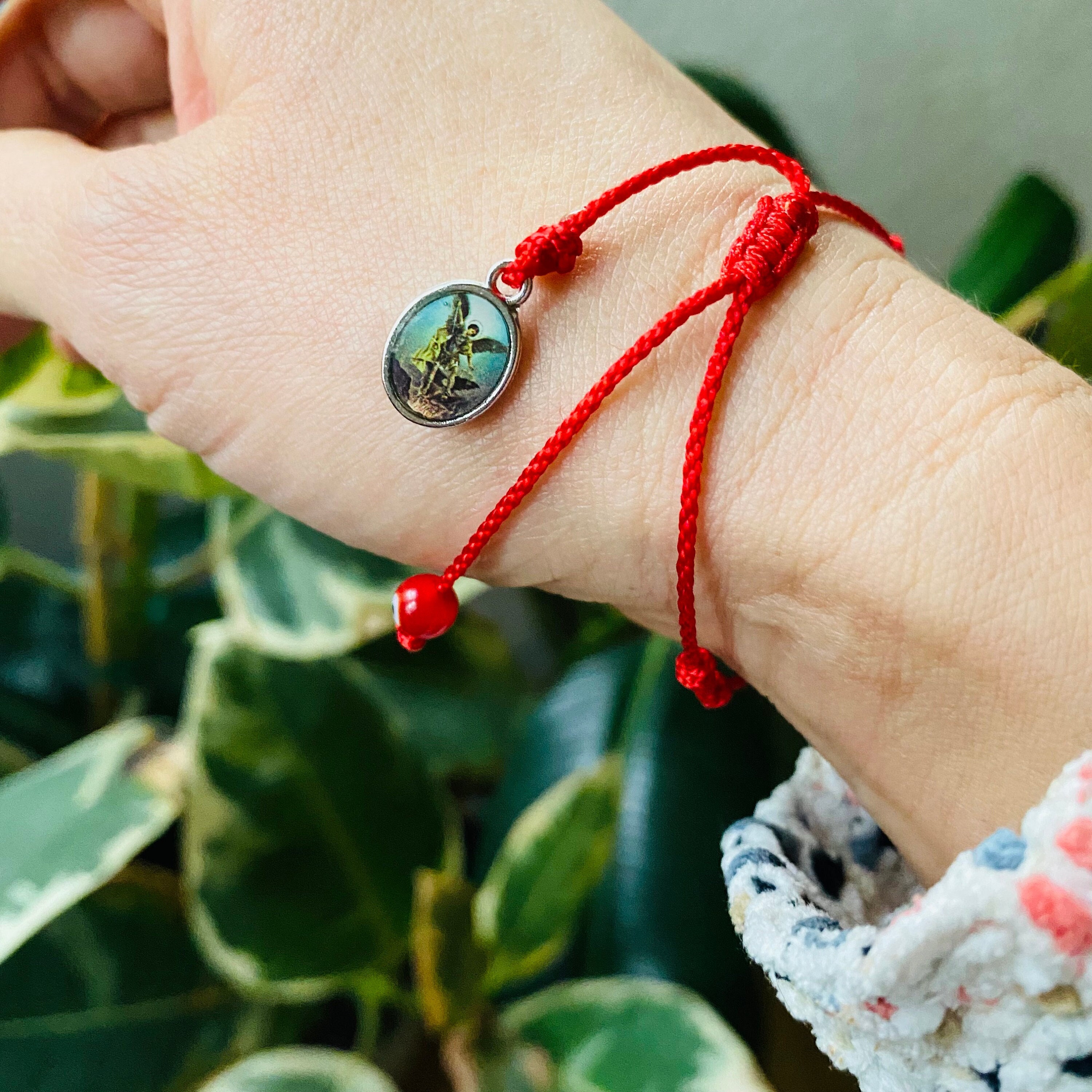 Saint Michael Bracelet: Red Cord, Archangel Medal, Adjustable