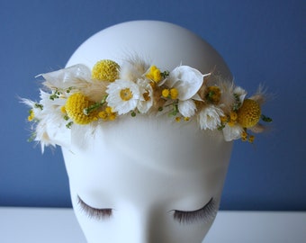 HELLO SUNSHINE dried flower hair wreath / headband, Dried flower crown