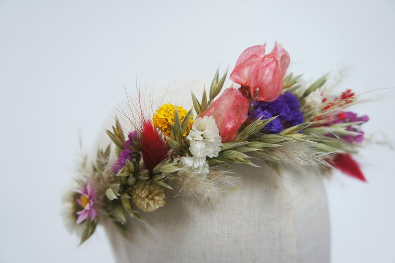 MEADOW FESTIVAL, dried flowers, bridal bouquet, lapel jewelry, hair comb, hair wreath, colorful, meadow flowers image 6