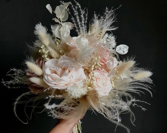 FABULOUS & ELEGANT, Bridal Bouquet, Dried Flowers, Bridebouquet Dried flowers, Preserved Roses, Infinity Roses