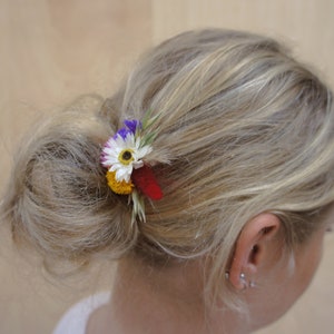 MEADOW FESTIVAL, dried flowers, bridal bouquet, lapel jewelry, hair comb, hair wreath, colorful, meadow flowers image 9