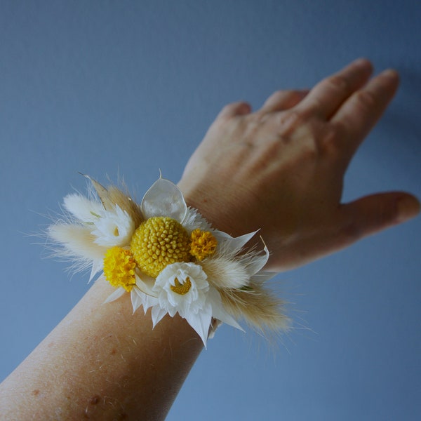 HELLO SUNSHINE, Blütenarmband, Trockenblumen, Flower bracelet, Dried flowers