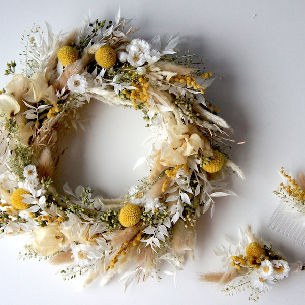 HELLO SUNSHINE, Trockenblumenkranz, Dried flower wreath
