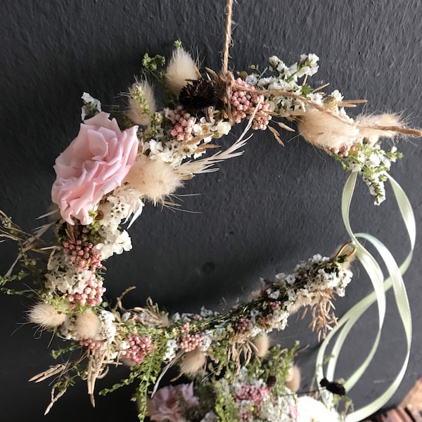 TINY ROSE, Haarkranz Trockenblumen, mit stabilisierter Rose, Flower crown, Dried flowers