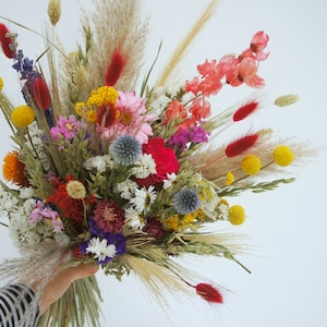 MEADOW FESTIVAL, dried flowers, bridal bouquet, lapel jewelry, hair comb, hair wreath, colorful, meadow flowers image 2