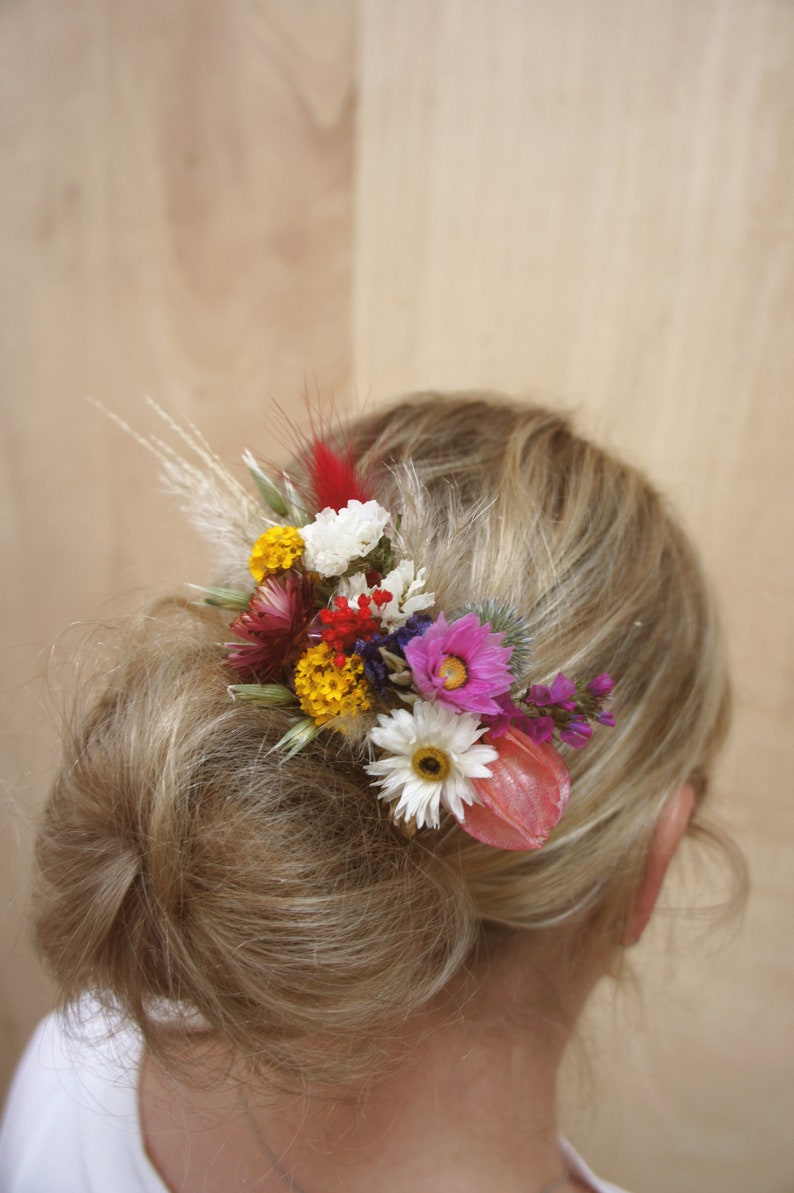 MEADOW FESTIVAL, dried flowers, bridal bouquet, lapel jewelry, hair comb, hair wreath, colorful, meadow flowers image 10