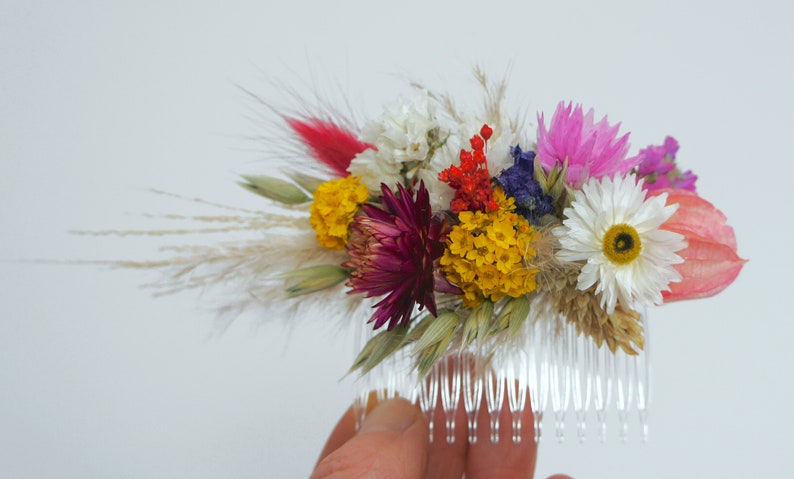 MEADOW FESTIVAL, dried flowers, bridal bouquet, lapel jewelry, hair comb, hair wreath, colorful, meadow flowers Haarkamm groß