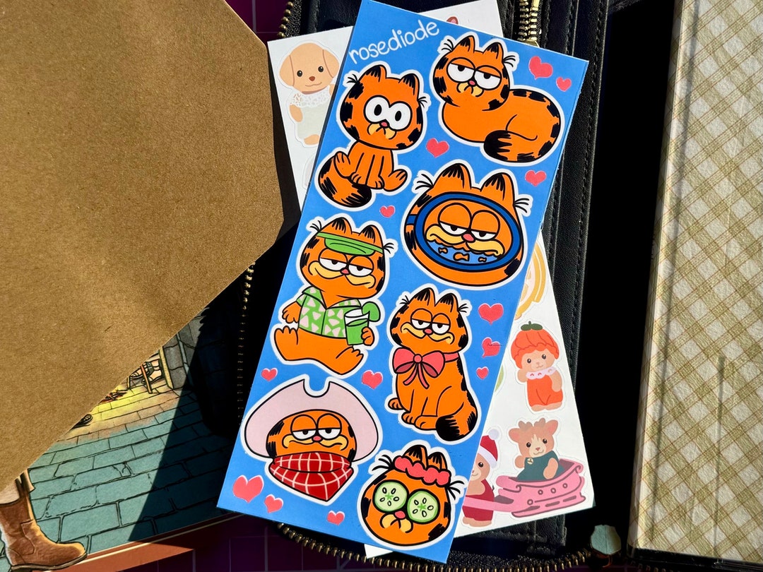 Retro Garfield Sticker Sheet Kiss Cut for Journals & Planners Fun ...