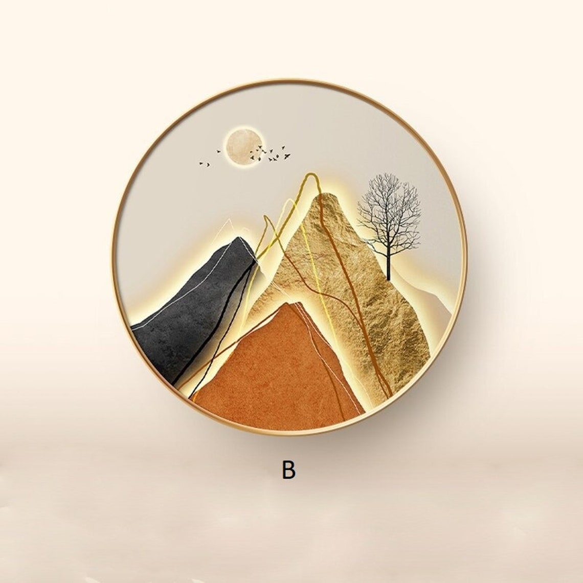 Round Circle Canvas Wall Decor Name Print Gift Picture Nordic Etsy