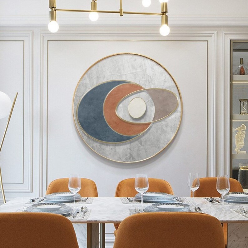 Round Circle Canvas Wall Decor Name Print Gift Picture Nordic