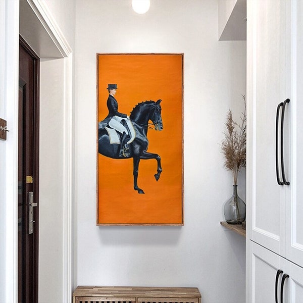 Art mural sur toile d'équitation, aquarelle