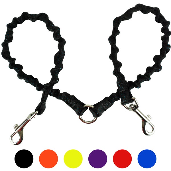 Small Dog Bungee Leash Splitter, Light Weight Shock Absorbing Dog Leash, Stretchable Leash Adapter for Two Small Dogs