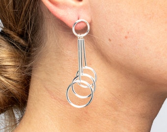 Long earrings in silver for women
