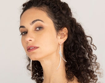 siver long earrings