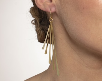 Large gold-plated fancy earrings for women