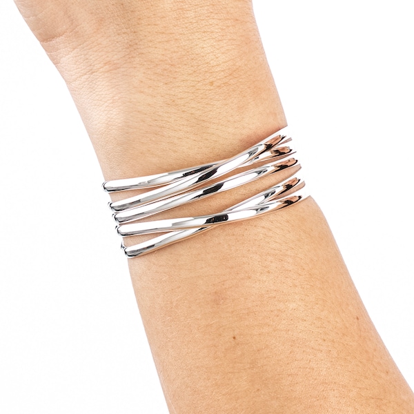 Bracelet manchette argent femme