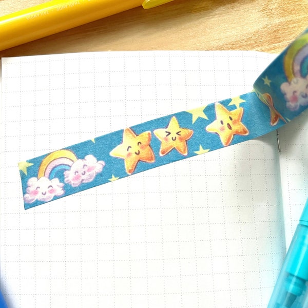 Niedliches Washitape "Stars and Rainbows" | Kawaii Stationery |  Journaling | Masking Tape | 5 m