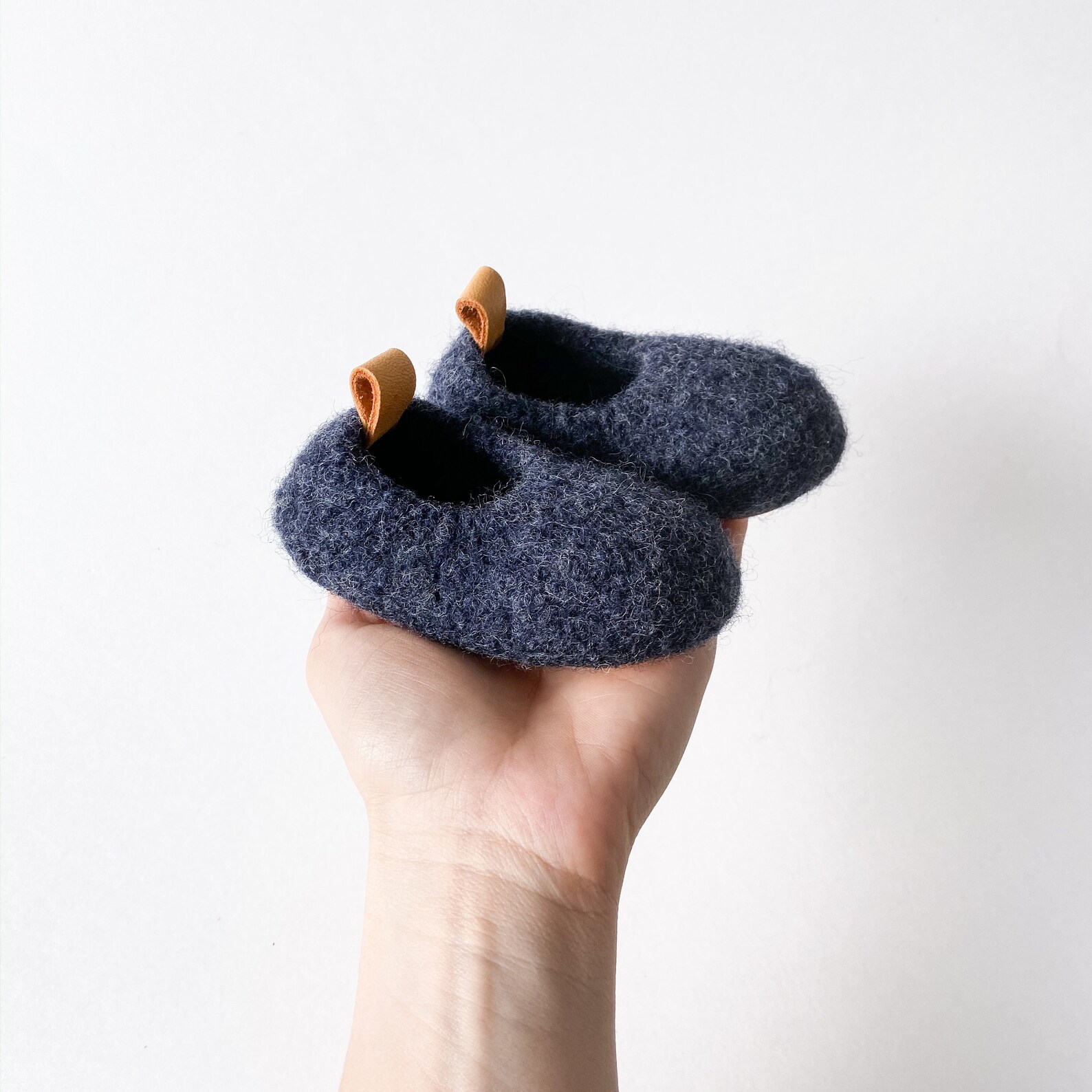navy baby booties