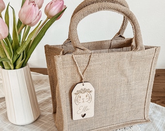 Osternest aus Jute | Ostertasche | Jutetasche | personalisierter Osteranhänger | Osterkörbchen