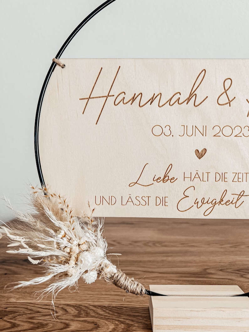 Personalisiertes Hochzeitsgeschenk Metallring mit Trockenblumen Hochzeitsgast Geschenkidee Bild 2