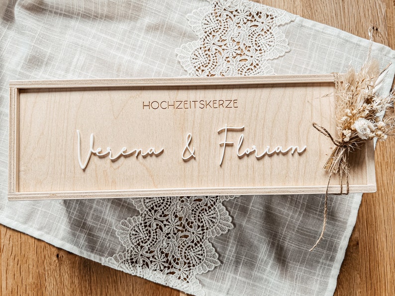 Holzkiste für Hochzeitskerze Aufbewahrungsbox Hochzeit Hochzeitskerze Bild 1