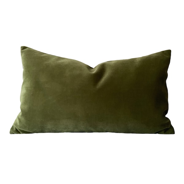 Moss Green Lumbar Velvet Throw Pillow Cover | ALL SIZE AVAILABLE