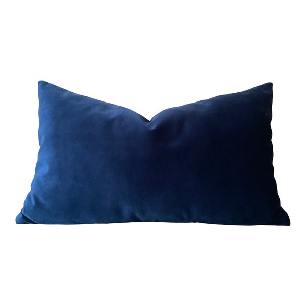 Midnight Blue Lumbar Velvet Throw Pillow Cover | ALL SIZE AVAILABLE