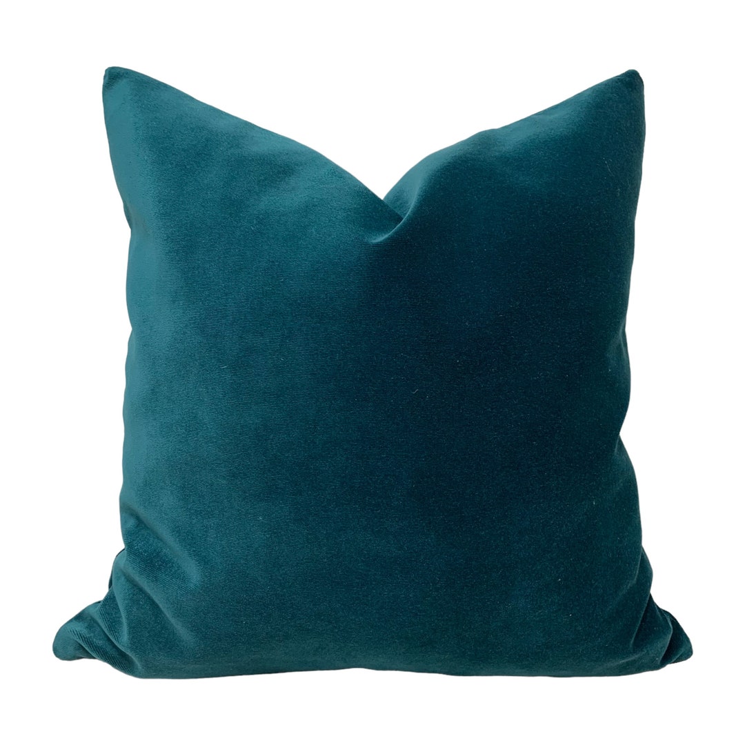 Petrol Blue Velvet Pillow Case Velvet Throw Pillow Cover Etsy