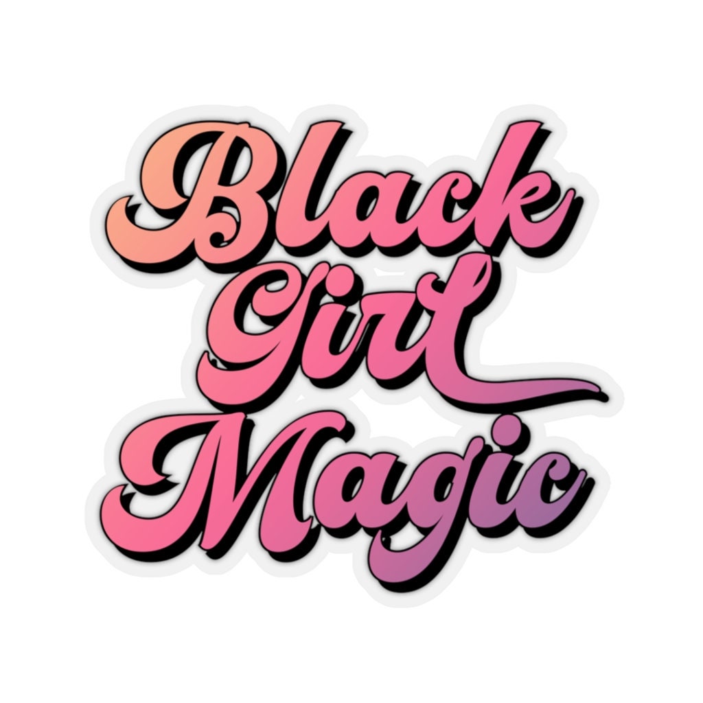 Retro Black Girl Magic Sticker, BLM Afro Woman, Afrocentric Brown Skin Culture, Nubian Queen, Goddess Car Window Decal, Laptop Hydro Flask