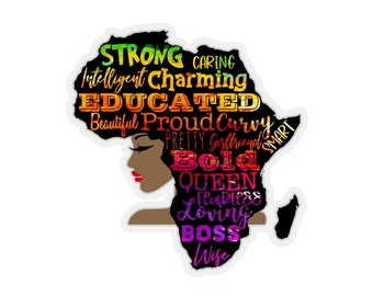 Africa Pride Vinyl Sticker, Black Girl Magic, Black Queen, Africa Sticker, Laptop Sticker, Planner Sticker, Wall Decal Waterbottle Grad Cap