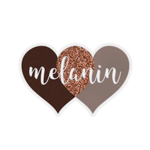 Melanin Hearts Sticker, Black Girl Magic, Brown Skin Nubian Queen, BLM Afro Woman, Goddess Car Window Decal, Black Power, Laptop Hydro Flask