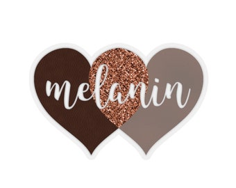 Melanin Hearts Sticker, Black Girl Magic, Brown Skin Nubian Queen, BLM Afro Woman, Goddess Car Window Decal, Black Power, Laptop Hydro Flask
