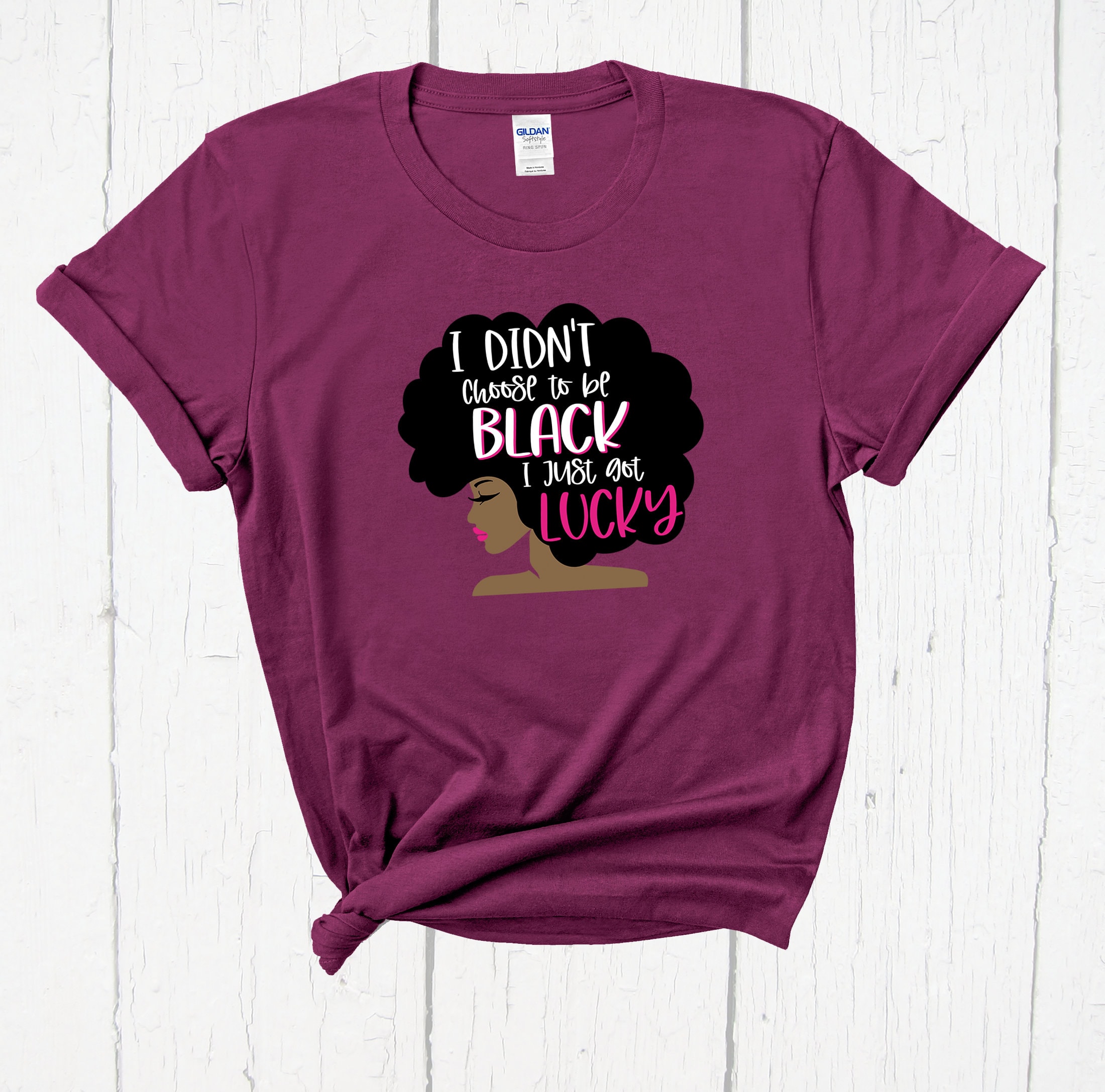 ファッション I Didn't Choose To Be Black Shirt African American Loc Women T-Shirt Amazon.com: I Didn't Choose To Be Black I Just Got Lucky T