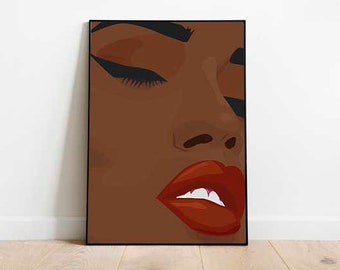 Close up Portrait Poster, Black Girl Magic Wall Art, African Woman, Feminist Wall Art - Printable