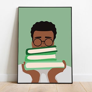 Poster di eccellenza nera, libri, classe, Black Boy Magic Wall Art, uomo africano, insegnante - Stampabile