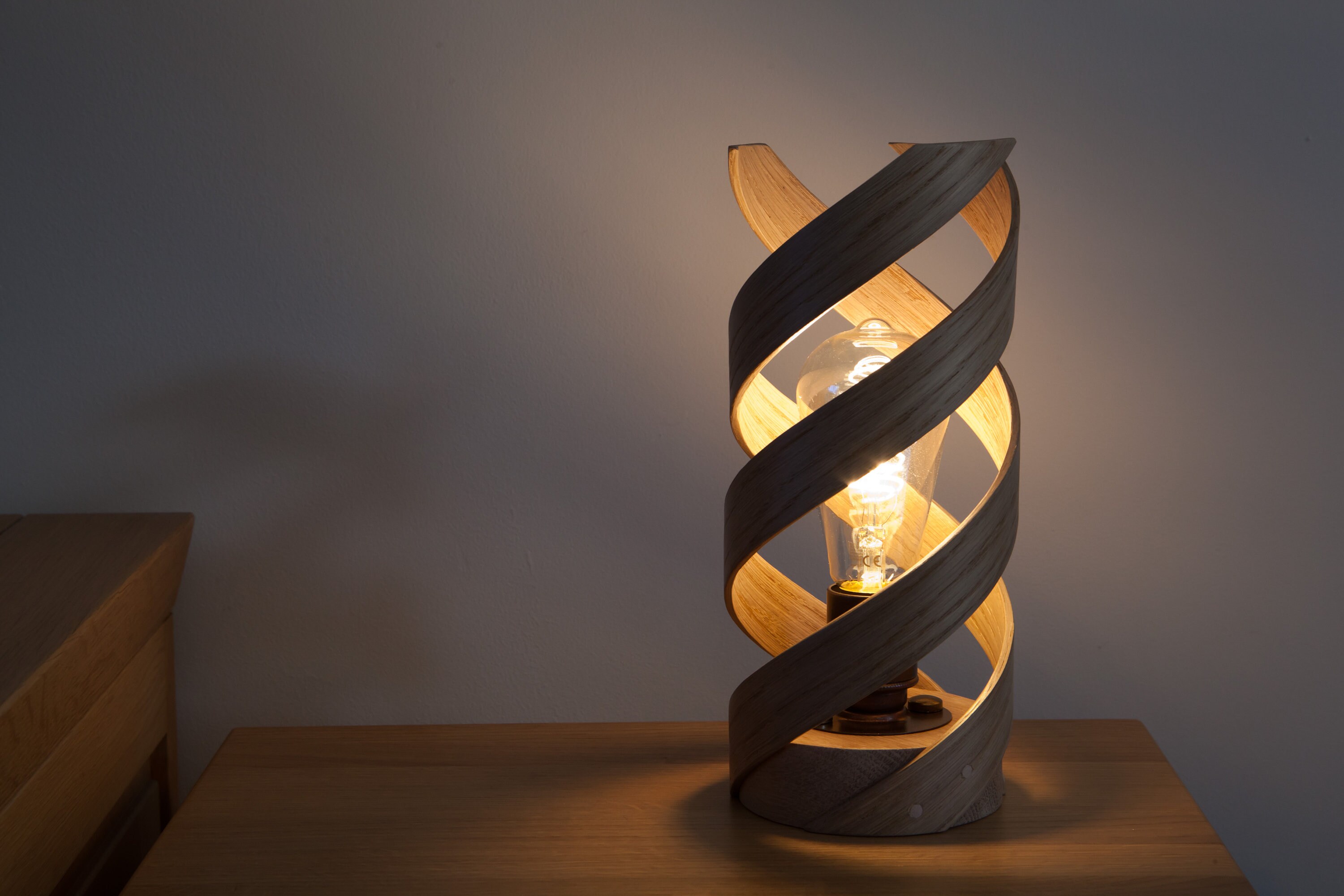 Steam Bent Wood Spiral Table Lamp - Etsy