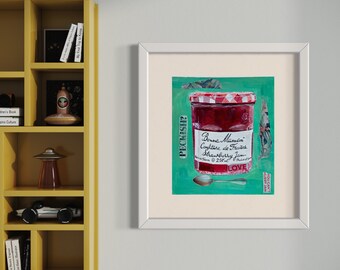 Mixed Media Strawberry Jam Giclee Print