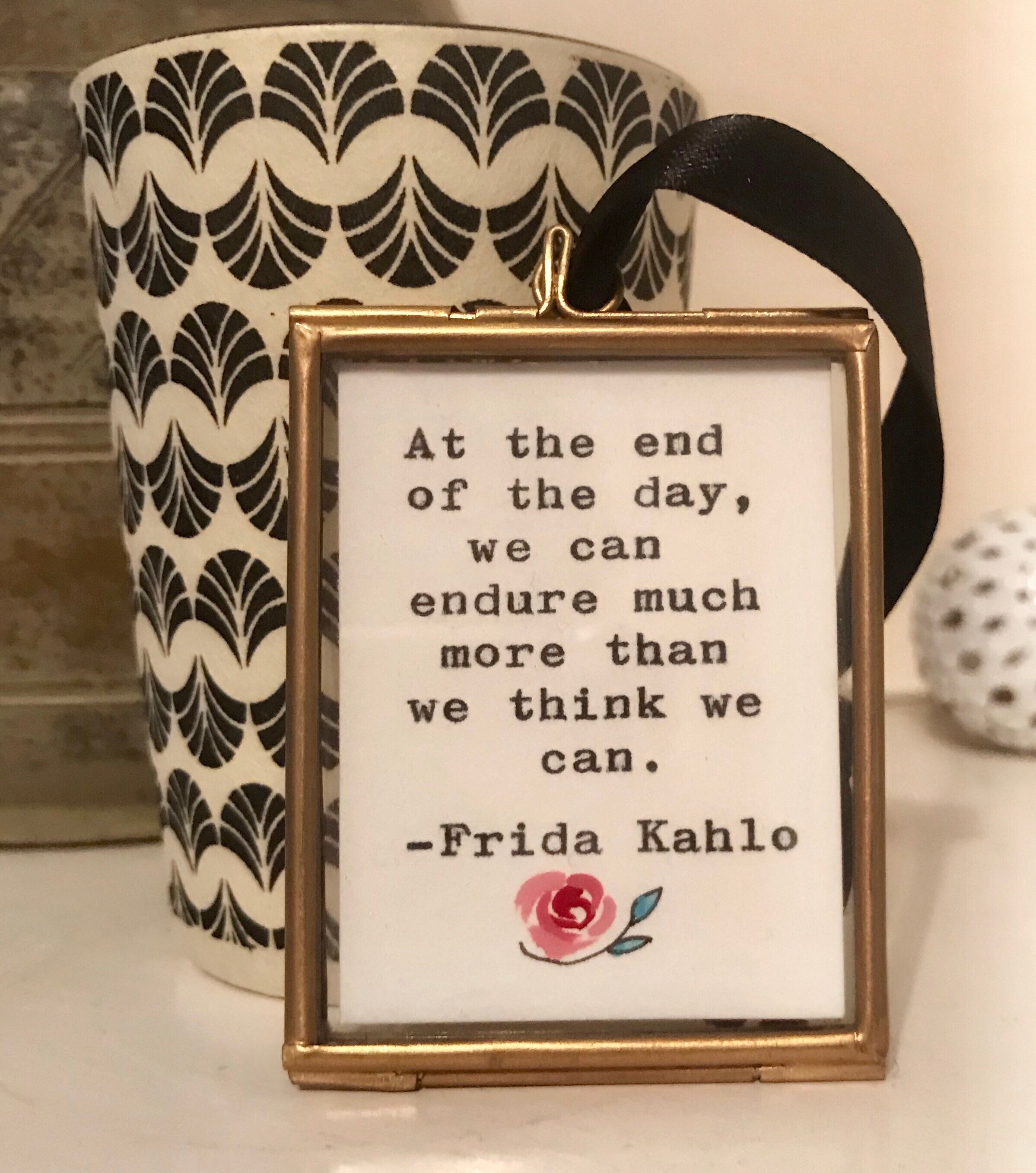 Frida Kahlo decoration. Vintage typed quote.