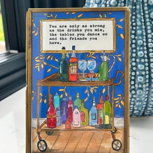 Framed Hand painted giclee print of my bar cart art