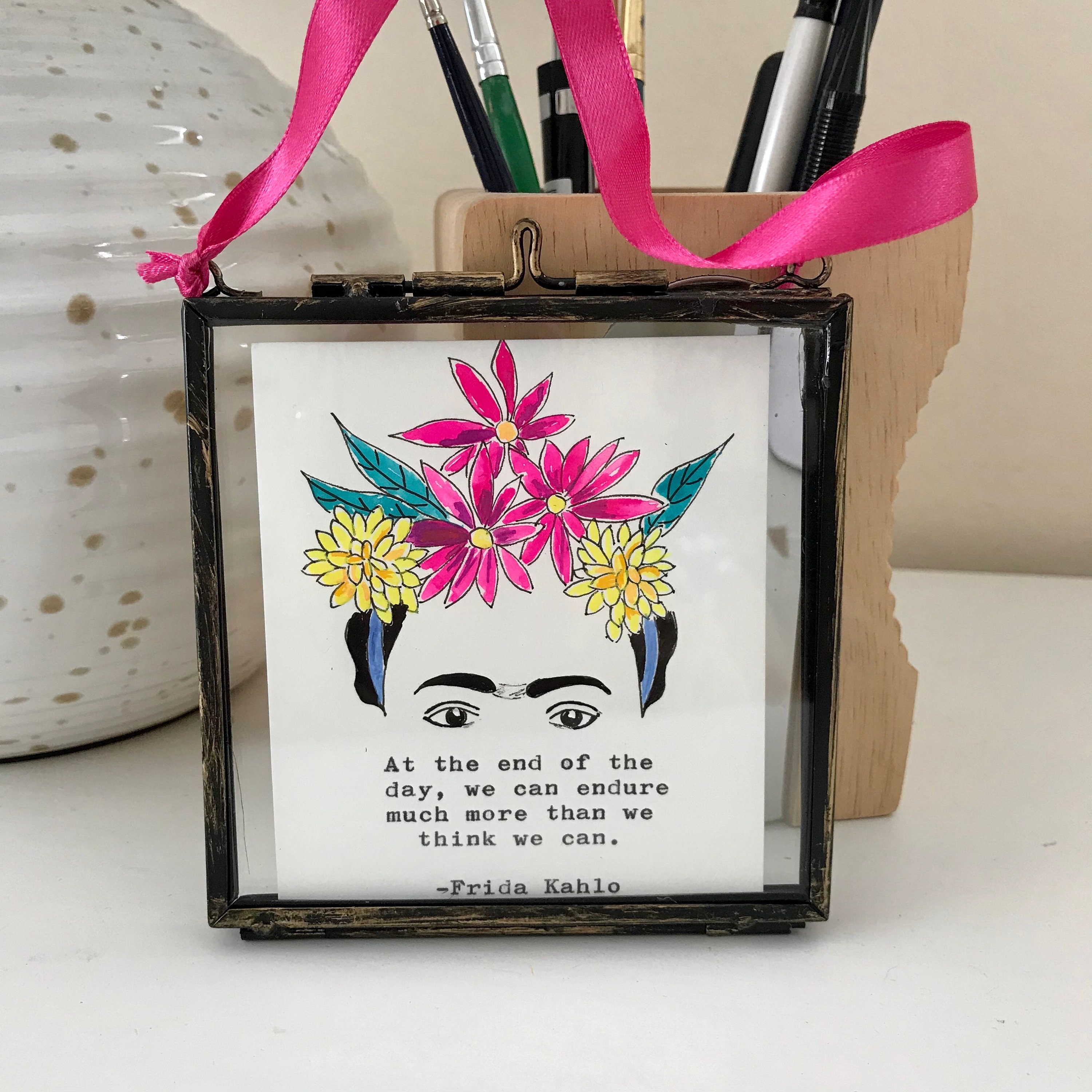 Mini Frida Kahlo inspired Hand Painted Quote. Framed In Small | Etsy