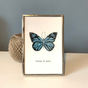 Butterfly painting with vintage typed quote
