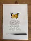 Giclee print of Hand painted butterfly with ‘As I sit in heaven’ poem. Typed on a vintage typewriter. A4.