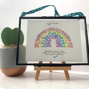 Teacher gift, hand painted print with vintage typed quote. Can be personalised.