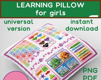 Learning Pillow PNG Learning Design Pre K Gift for Girl Sublimation File Personalized pillow Kids pillow Fun Pillow Pillow templates