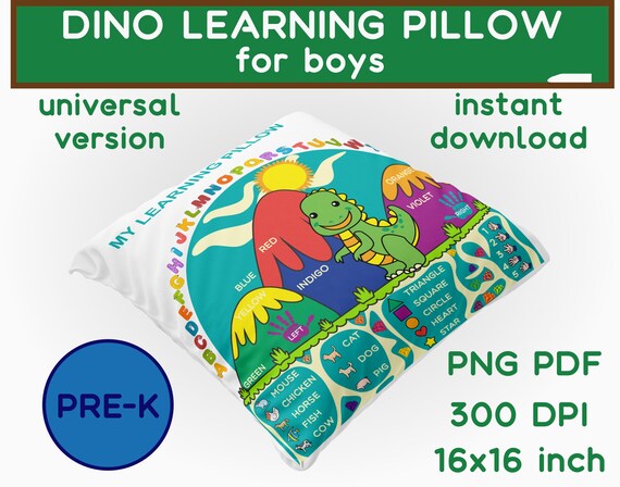 Dinosaur Pillow Learning Pillow PNG Pillow Templates Pre K - Etsy