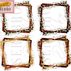 Bordure de Noël Bordure léopard Plaid buffle rouge Paillettes Noël png pour la sublimation Conceptions de sublimation de Noël Texture en détresse png
