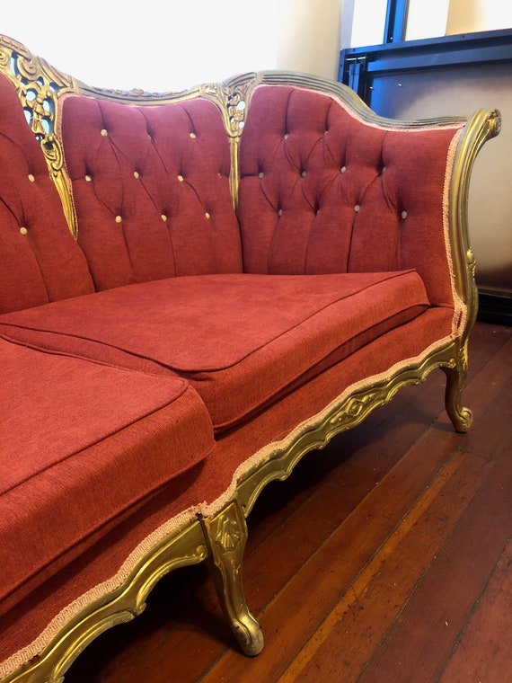 Stunning Antique Red Couch Etsy