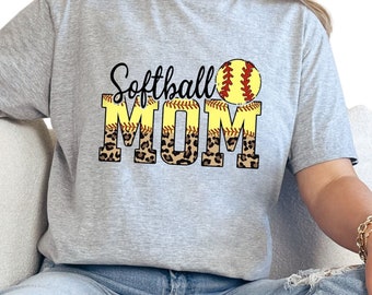 Leopard Softball Mom T-Shirt, Sports Fan Tee