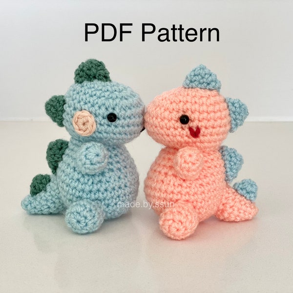 PDF-Muster | Einfaches Amigurumi-Häkelmuster (druckbar) | Stofftier Dinosaurier | Mini, der Dino