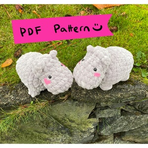 PDF pattern | Easy Crochet Amigurumi Pattern (Printable) | Stuffed Animal Hippo | Popo, the Hippo